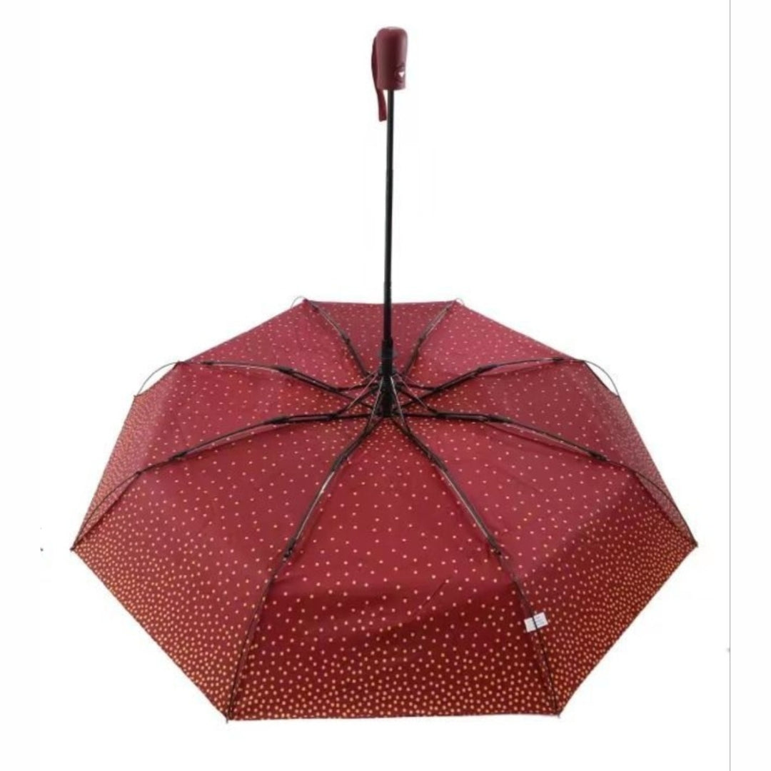 Paraguas Automático Antiviento Plegable Con Estampado De Lunares, 100 cm Ancho y 8 Varillas