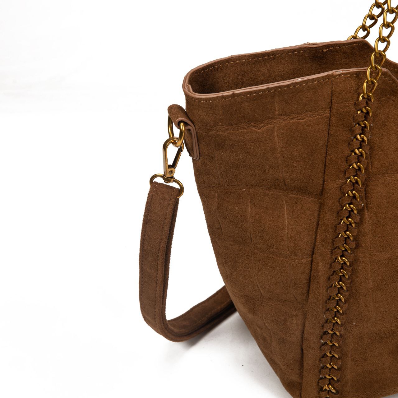 Bolso Mujer De Moda Con Cadenas Tipo Ante 39x26x14cm | Tote Elegante Con Bandolera Para Diario