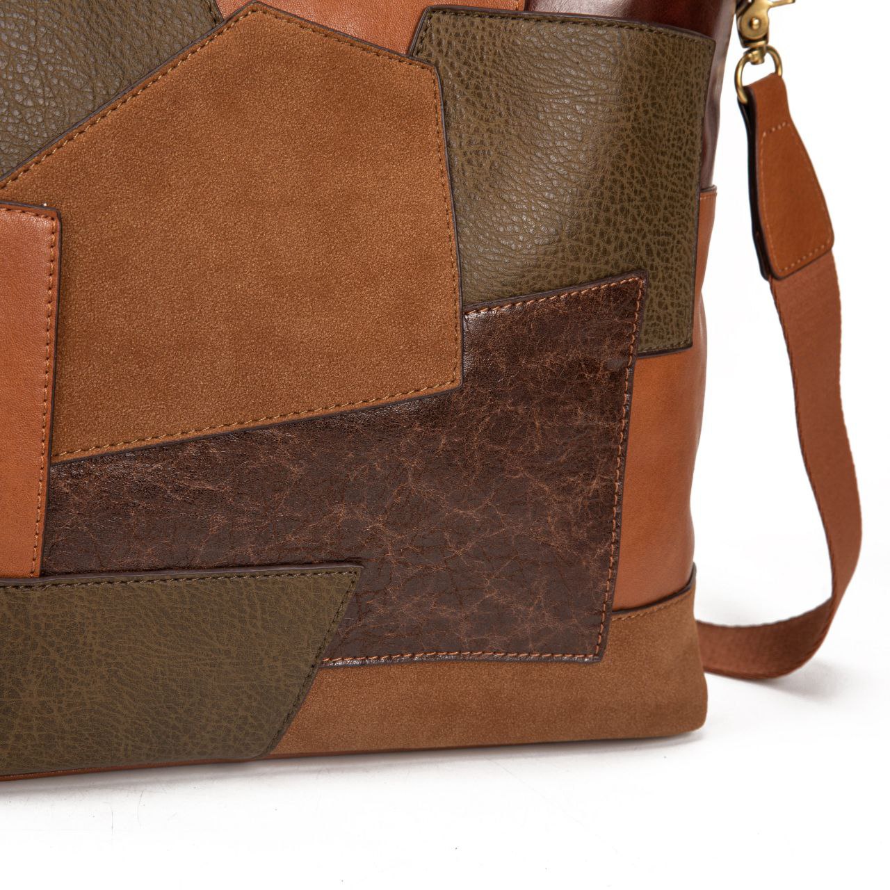 Bolso Mujer Grande De Moda Patchwork Vintage En Eco Cuero Con Asa Y Bandolera Elegante Para Trabajo Y Día A Día