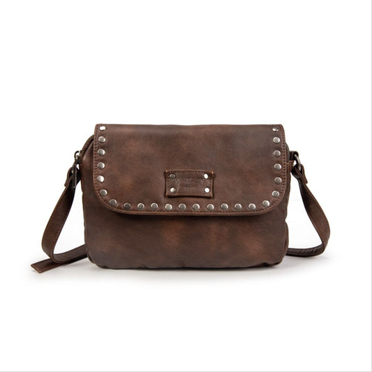 Bolso Bandolera Mujer De Eco Cuero Con Tachuelas – Bolso De Moda Elegante Con Solapa, Doble Cremallera 24×18×10 Cm