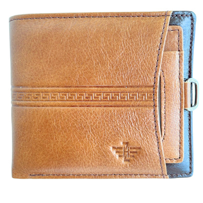 Cartera De Cuero Para Hombre Marrón Claro Con Módulo Extraíble, Bolso Pequeño 11x10cm, Diseño Elegante