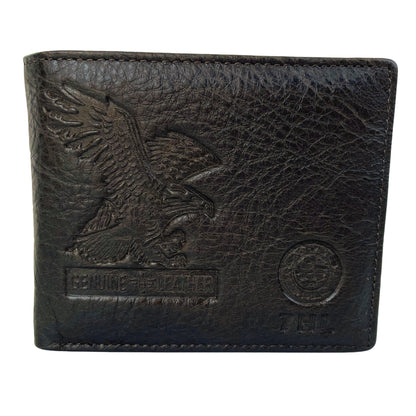 Elegante Cartera De Cuero Para Hombre Con Águila Grabada, Disponible En Negro, Marrón Oscuro Y Marrón Claro 11x9cm