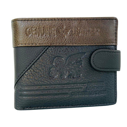 Cartera Hombre De Cuero Negro Y Marrón Con Cierre – Cartera Elegante Pequeña 11x9 Cm, Bolso Hombre Clásico De Moda