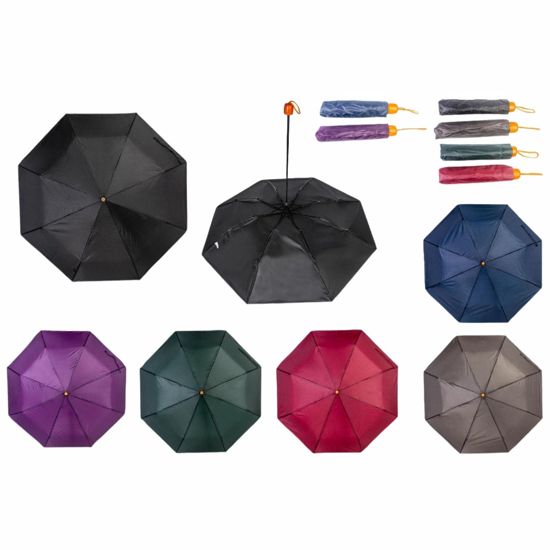 Paraguas Plegable Antiviento De Fibra Resistente Con 8 Varillas y Diseño Compacto