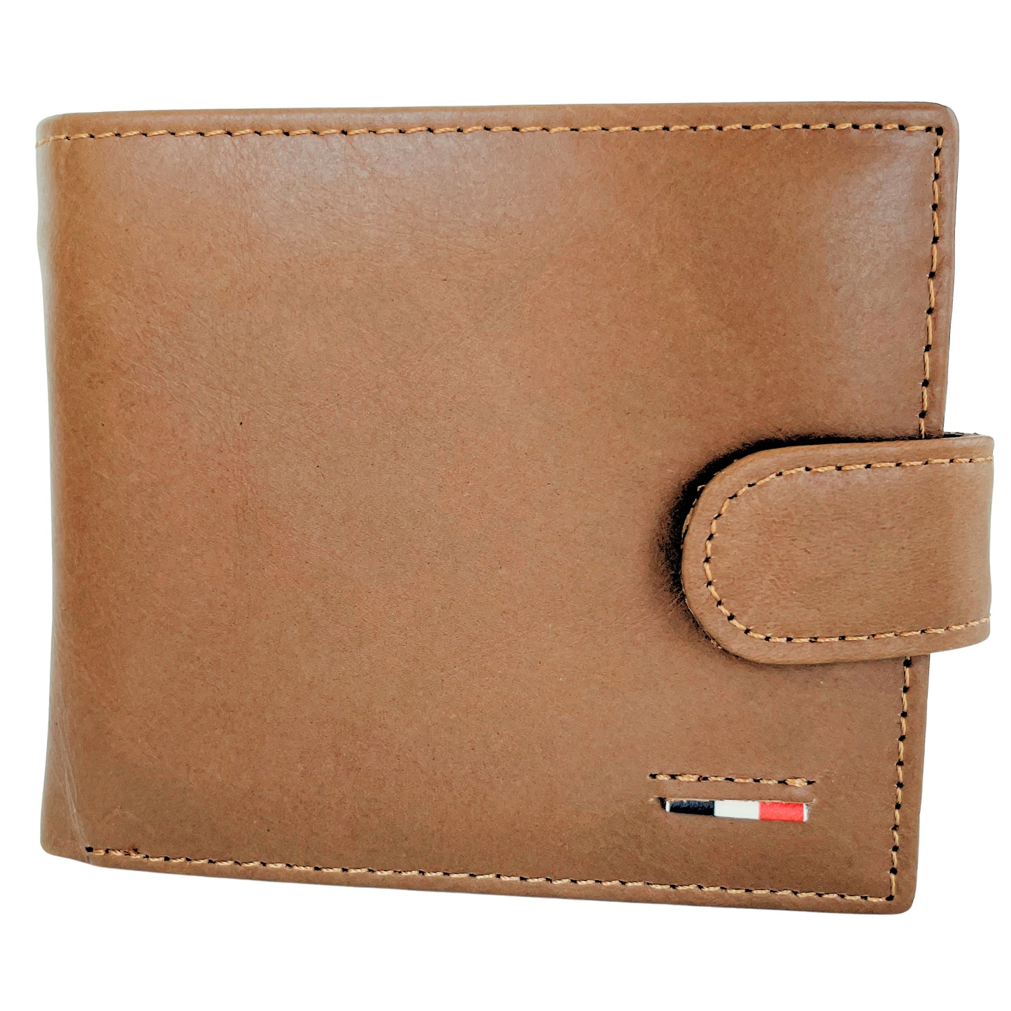 Cartera Hombre De Cuero Marrón Con Cierre Y Monedero – Cartera Elegante Pequeña 10,5x9 Cm, Bolso Hombre De Moda