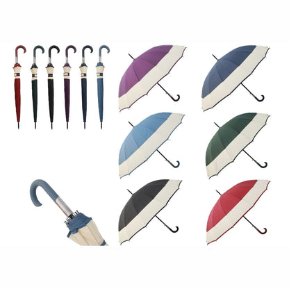 Paraguas Automático Antiviento Tipo Bastón Con 16 Varillas, Mango Antideslizante y Punta Metálica 115 cm