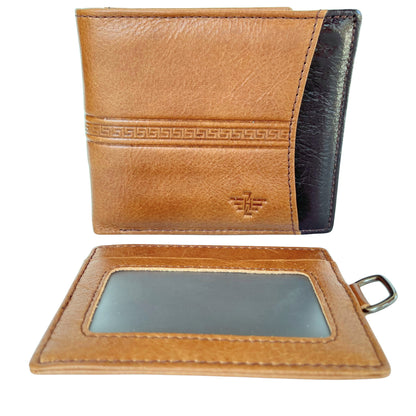 Cartera De Cuero Para Hombre Marrón Claro Con Módulo Extraíble, Bolso Pequeño 11x10cm, Diseño Elegante