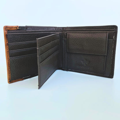 Cartera Hombre De Cuero Marrón Con Detalle Elástico – Cartera Elegante Pequeña 11x9 Cm, Bolso Hombre Moderno