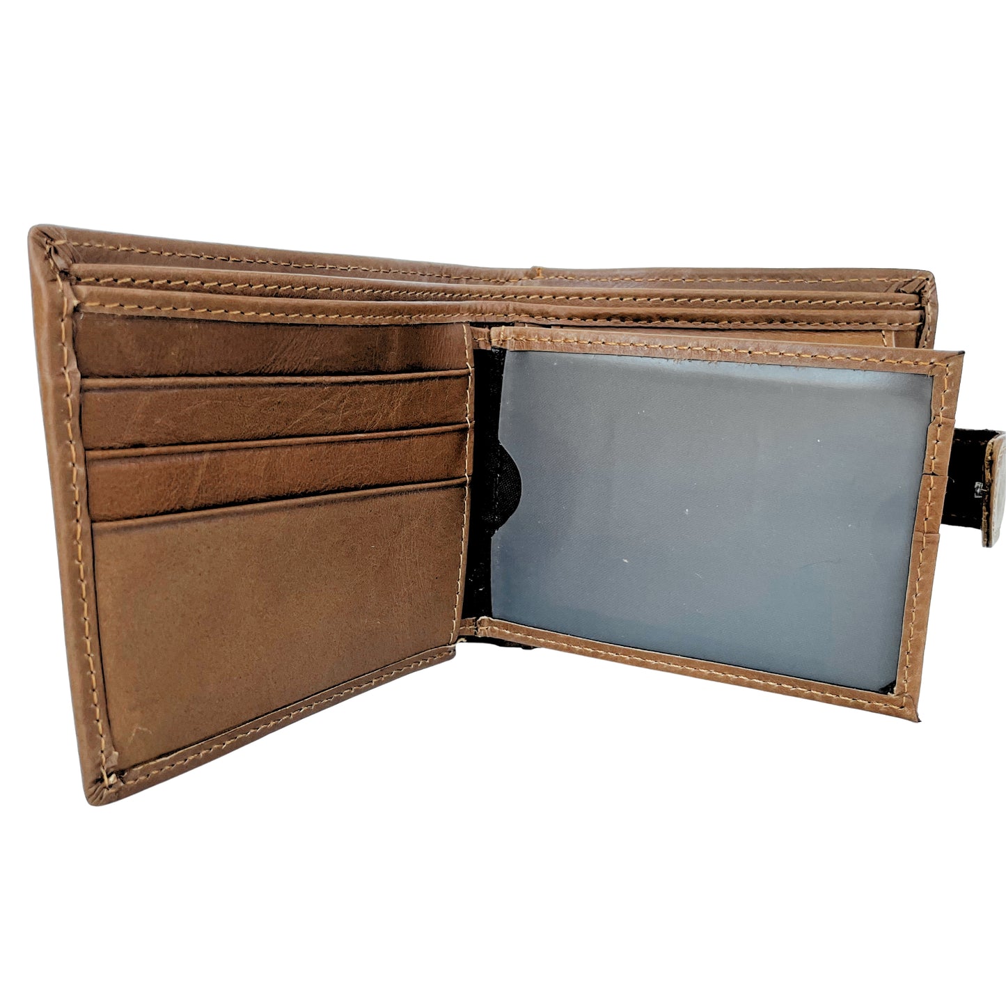 Cartera Hombre De Cuero Marrón Con Cierre Y Monedero – Cartera Elegante Pequeña 10,5x9 Cm, Bolso Hombre De Moda