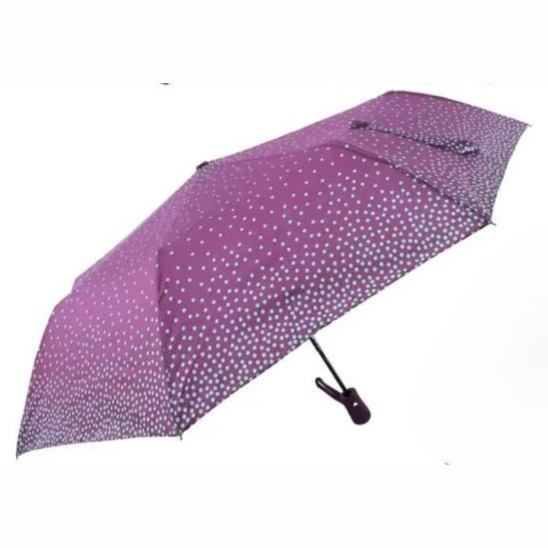 Paraguas Automático Antiviento Plegable Con Estampado De Lunares, 100 cm Ancho y 8 Varillas