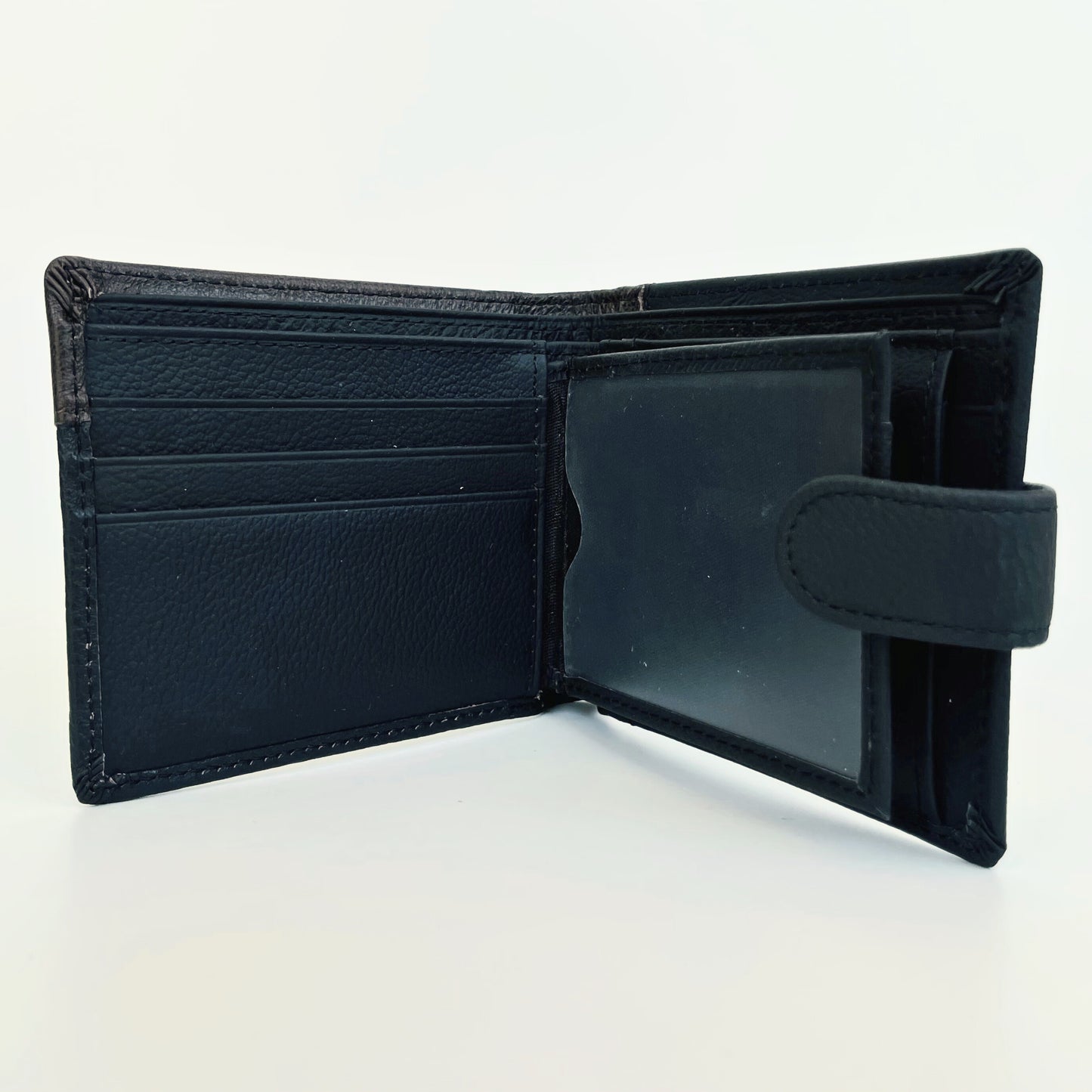 Cartera Hombre De Cuero Negro Y Marrón Con Cierre – Cartera Elegante Pequeña 11x9 Cm, Bolso Hombre Clásico De Moda