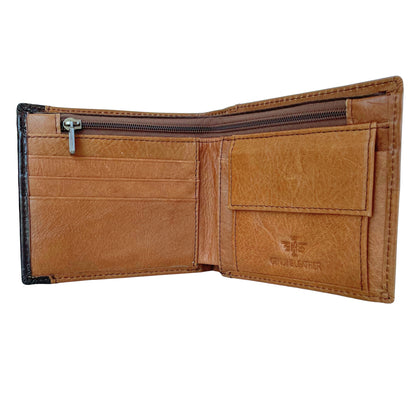 Cartera De Cuero Para Hombre Marrón Claro Con Módulo Extraíble, Bolso Pequeño 11x10cm, Diseño Elegante