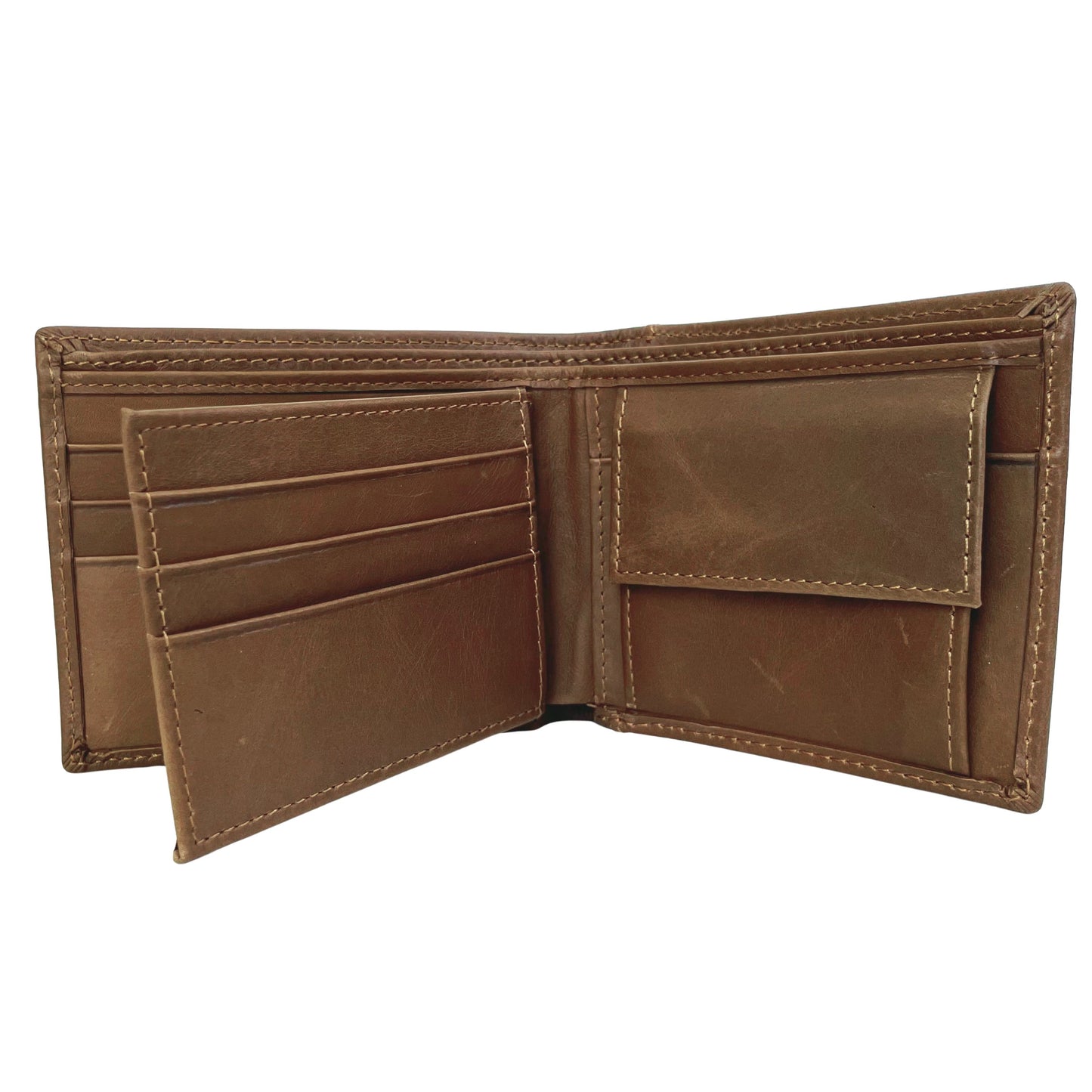 Cartera Hombre De Cuero Marrón Con Monedero – Cartera Elegante Pequeña 11x9 Cm, Bolso Hombre Clásico De Moda