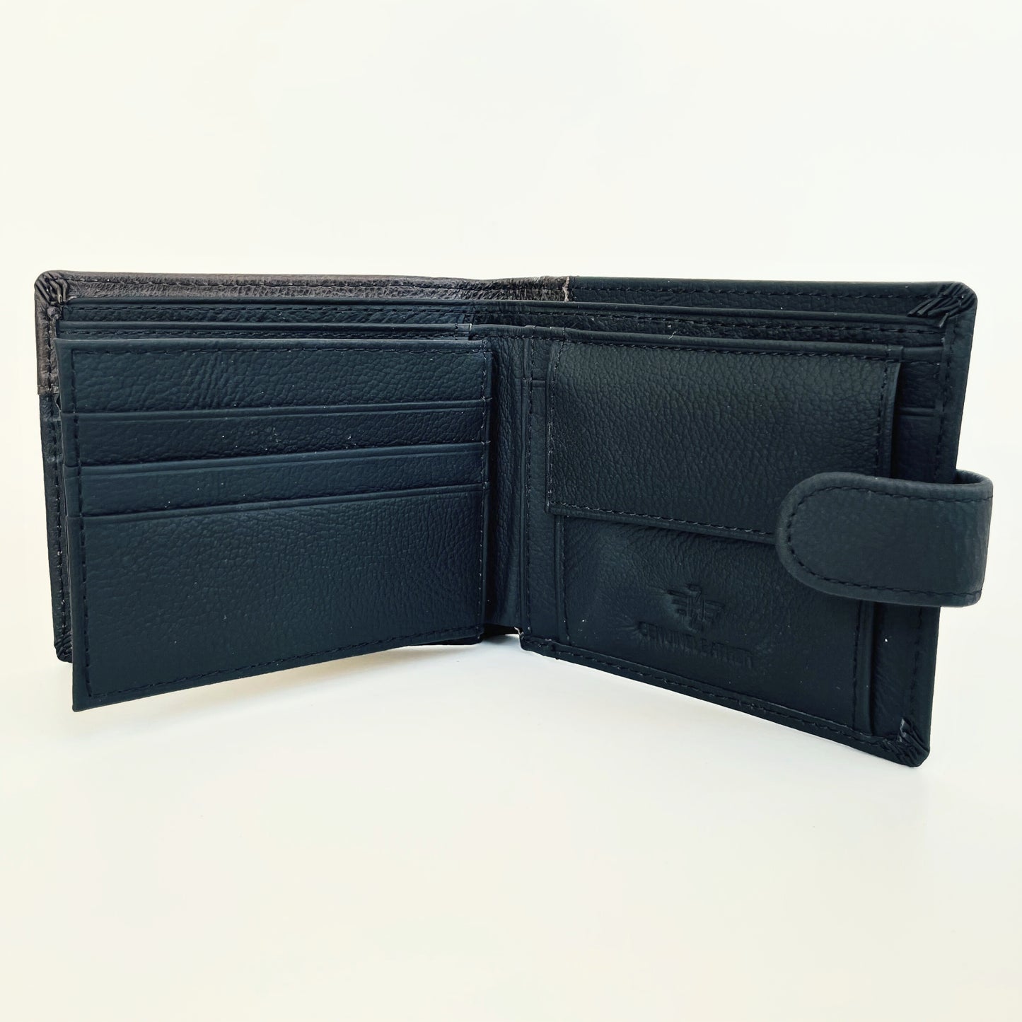 Cartera Hombre De Cuero Negro Y Marrón Con Cierre – Cartera Elegante Pequeña 11x9 Cm, Bolso Hombre Clásico De Moda