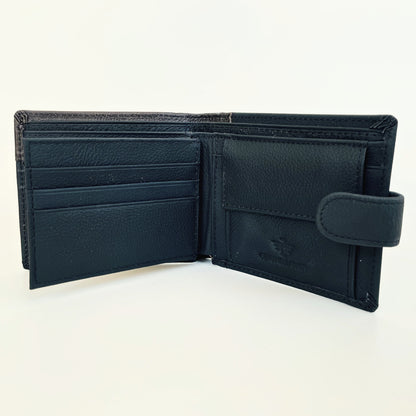 Cartera Hombre De Cuero Negro Y Marrón Con Cierre – Cartera Elegante Pequeña 11x9 Cm, Bolso Hombre Clásico De Moda