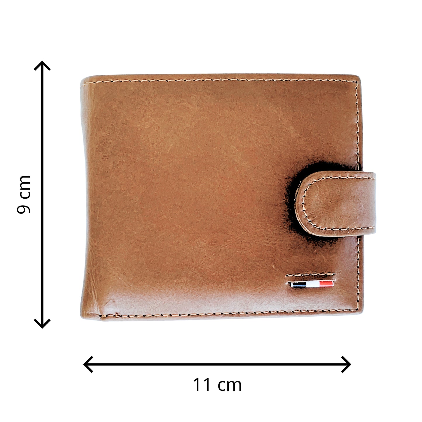 Cartera Hombre De Cuero Marrón Con Cierre Y Monedero – Cartera Elegante Pequeña 10,5x9 Cm, Bolso Hombre De Moda