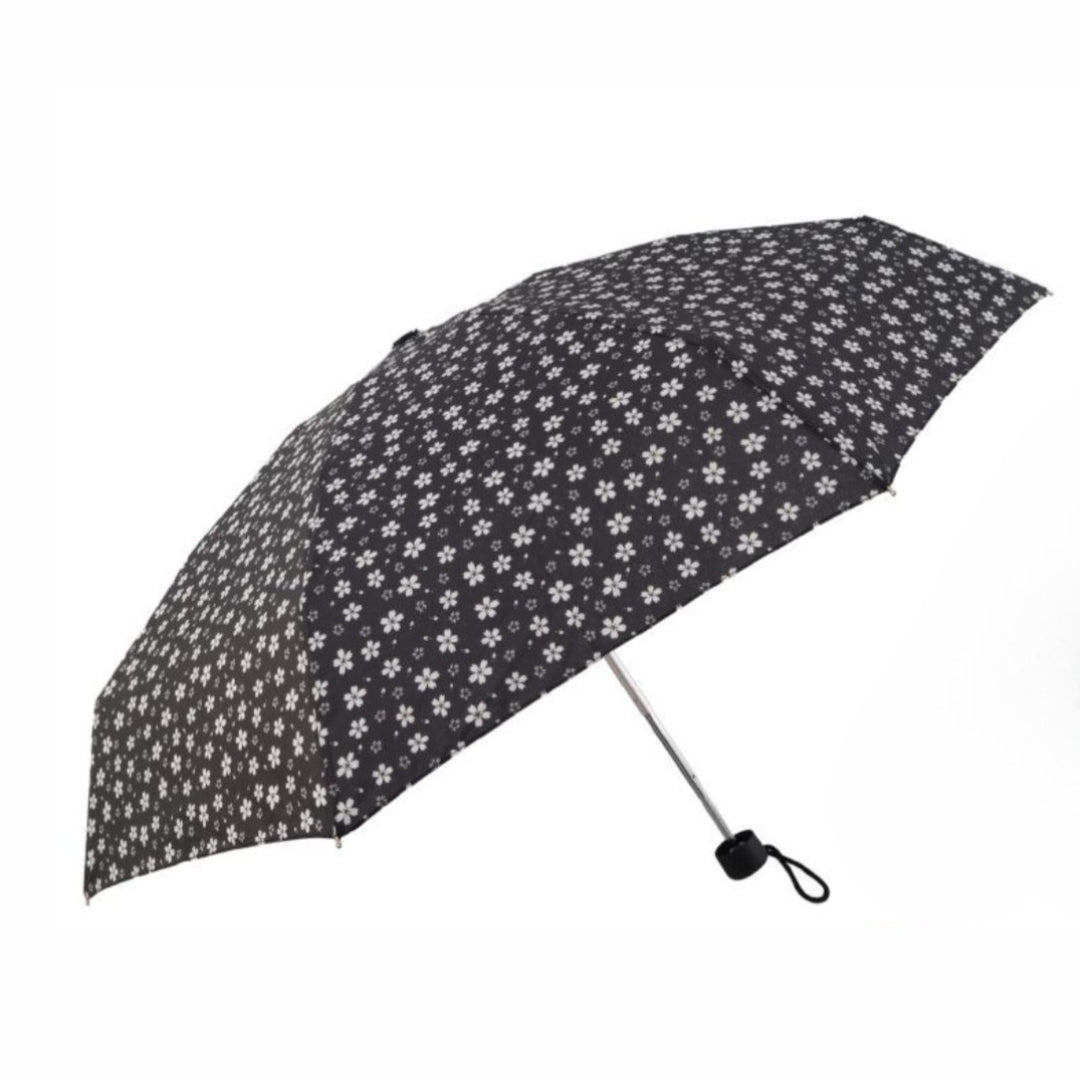 Paraguas Plegable Antiviento Súper Compacto De 19 cm Con Estampado De Flores y 8 Varillas