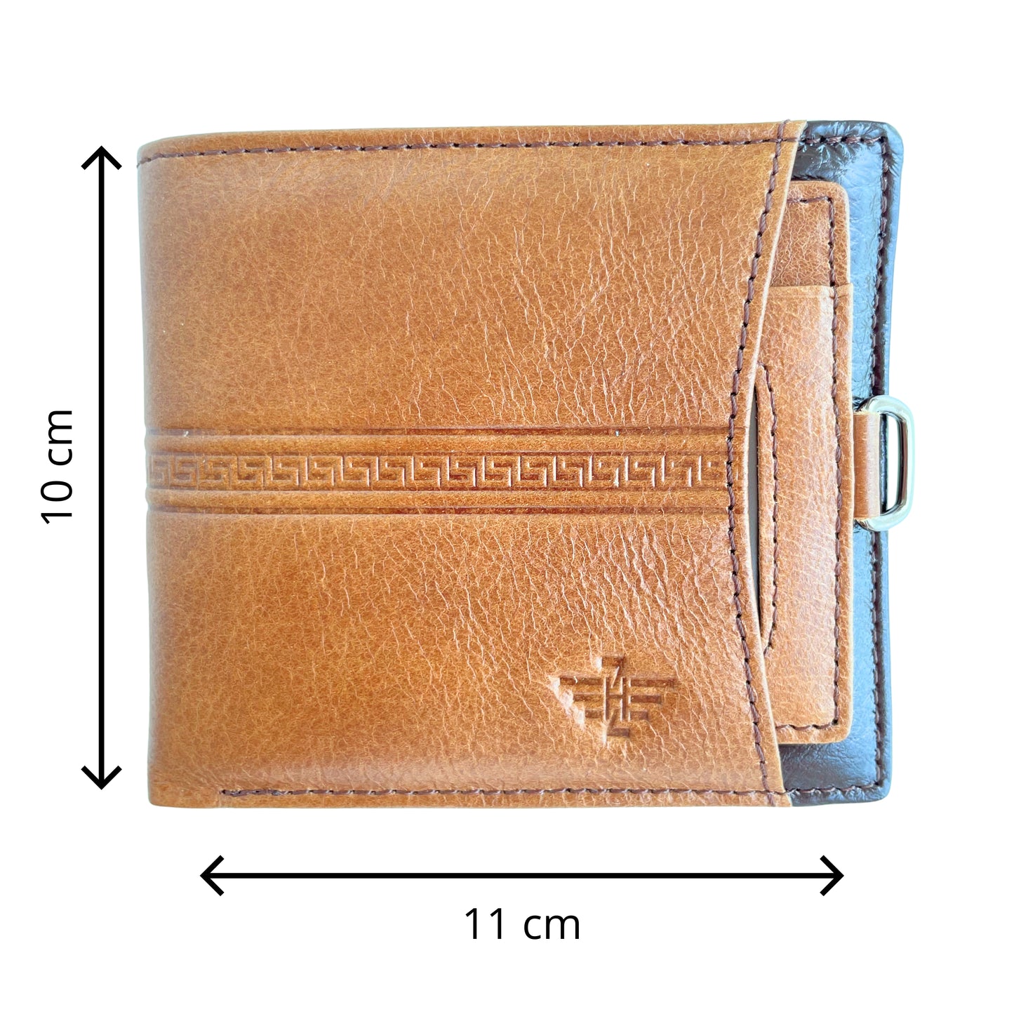 Cartera De Cuero Para Hombre Marrón Claro Con Módulo Extraíble, Bolso Pequeño 11x10cm, Diseño Elegante