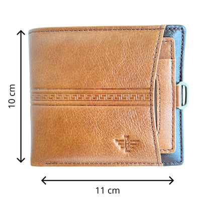 Cartera De Cuero Para Hombre Marrón Claro Con Módulo Extraíble, Bolso Pequeño 11x10cm, Diseño Elegante