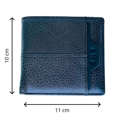 Cartera Hombre De Cuero Negro Con Cremallera Y Monedero – Cartera Elegante 11x10 Cm, Bolso Hombre Moderno De Moda