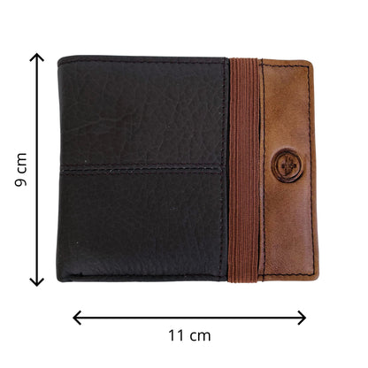 Cartera Hombre De Cuero Marrón Con Detalle Elástico – Cartera Elegante Pequeña 11x9 Cm, Bolso Hombre Moderno