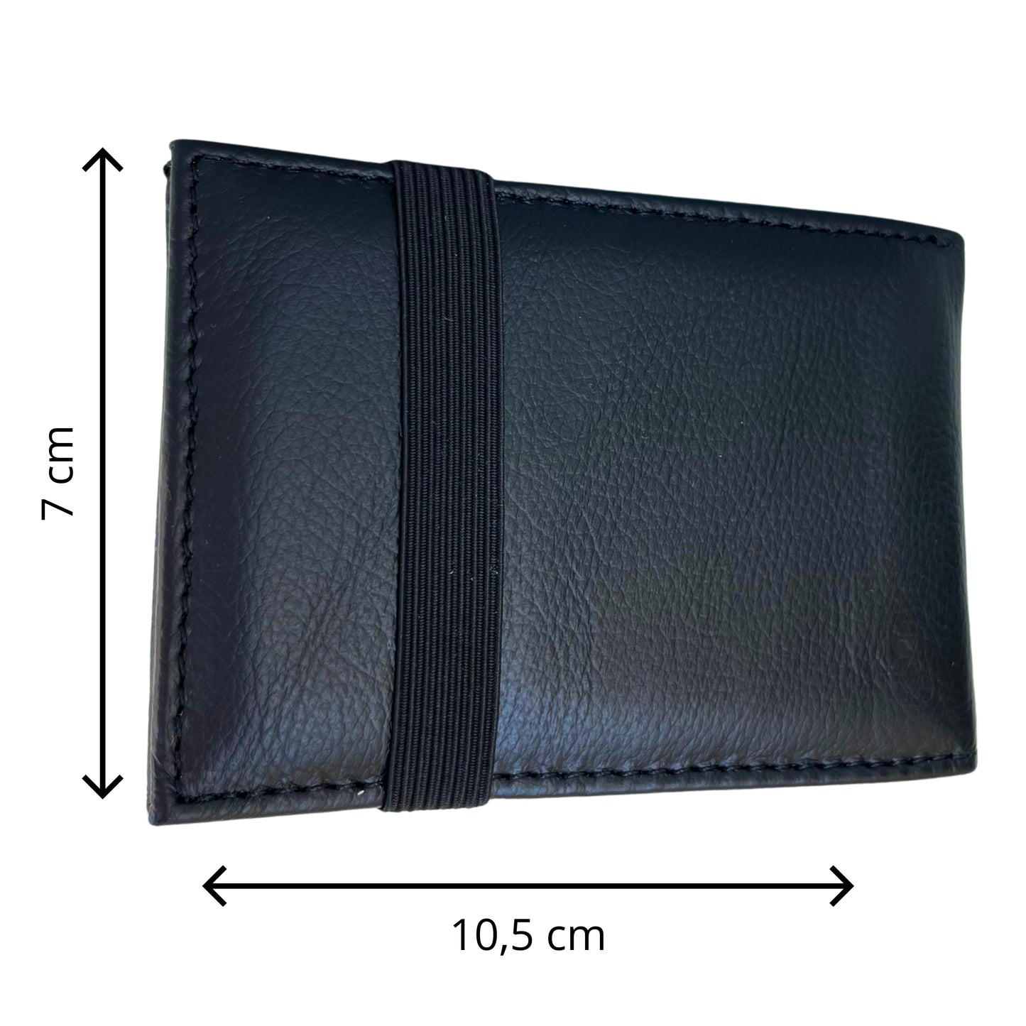 Cartera De Cuero Para Hombre Con Banda Elástica, Bolso Pequeño Negro 10,5x7cm, Diseño Moderno