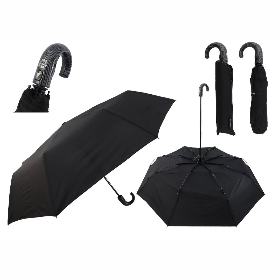 Paraguas Automático Antiviento Con Mango Curvo De 115 cm Ancho y 8 Varillas Resistentes