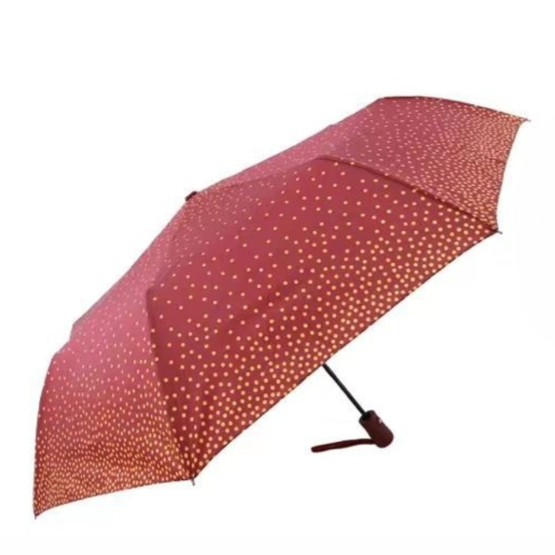 Paraguas Automático Antiviento Plegable Con Estampado De Lunares, 100 cm Ancho y 8 Varillas