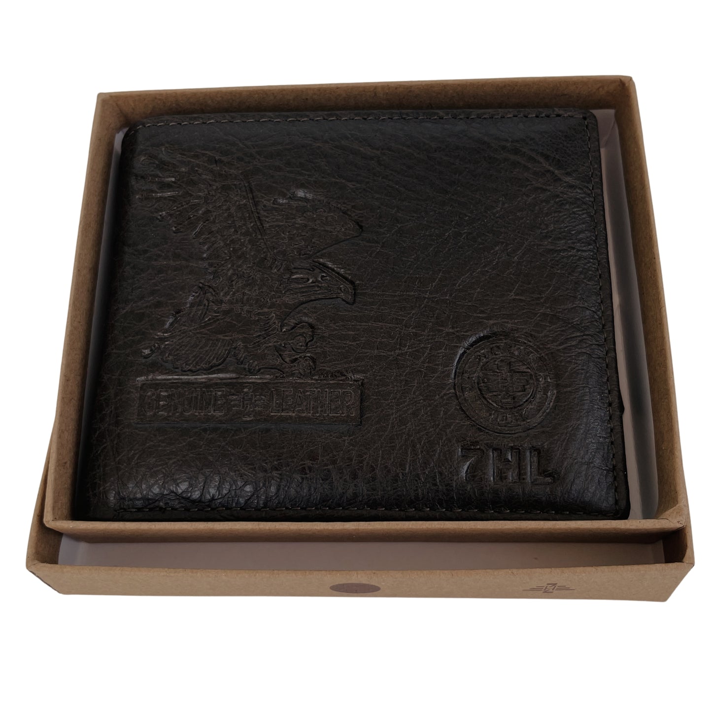 Elegante Cartera De Cuero Para Hombre Con Águila Grabada, Disponible En Negro, Marrón Oscuro Y Marrón Claro 11x9cm