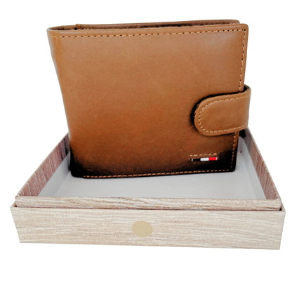 Cartera Hombre De Cuero Marrón Con Cierre Y Monedero – Cartera Elegante Pequeña 10,5x9 Cm, Bolso Hombre De Moda