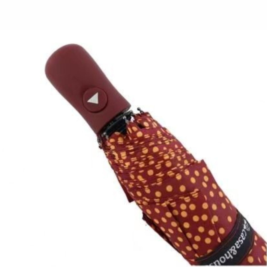 Paraguas Automático Antiviento Plegable Con Estampado De Lunares, 100 cm Ancho y 8 Varillas