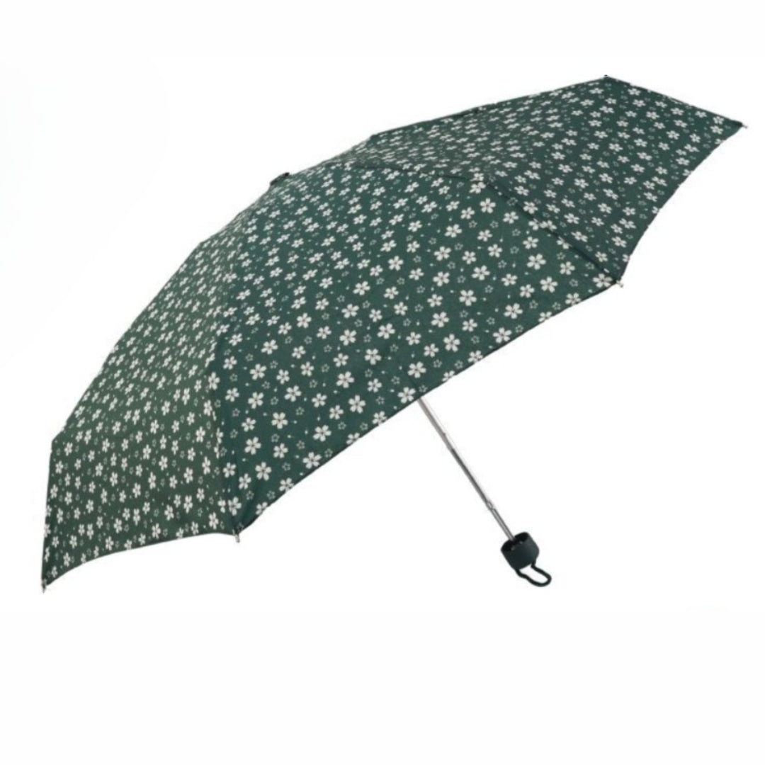 Paraguas Plegable Antiviento Súper Compacto De 19 cm Con Estampado De Flores y 8 Varillas