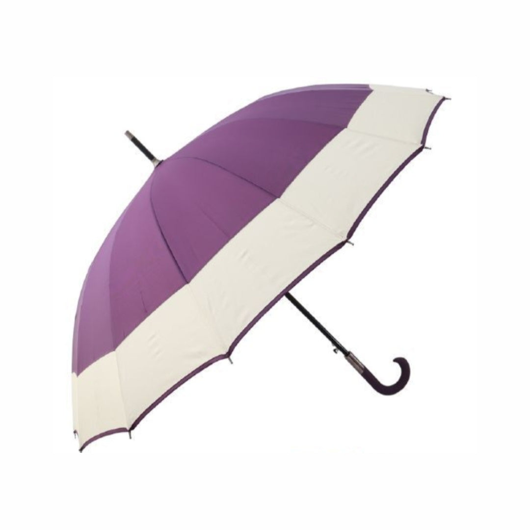 Paraguas Automático Antiviento Tipo Bastón Con 16 Varillas, Mango Antideslizante y Punta Metálica 115 cm