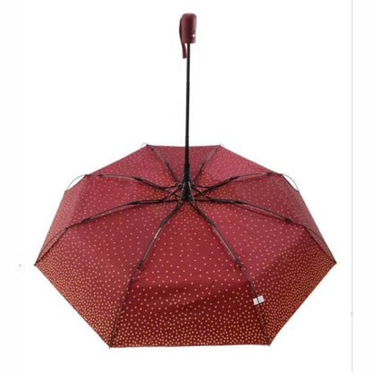 Paraguas Automático Antiviento Plegable Con Estampado De Lunares, 100 cm Ancho y 8 Varillas