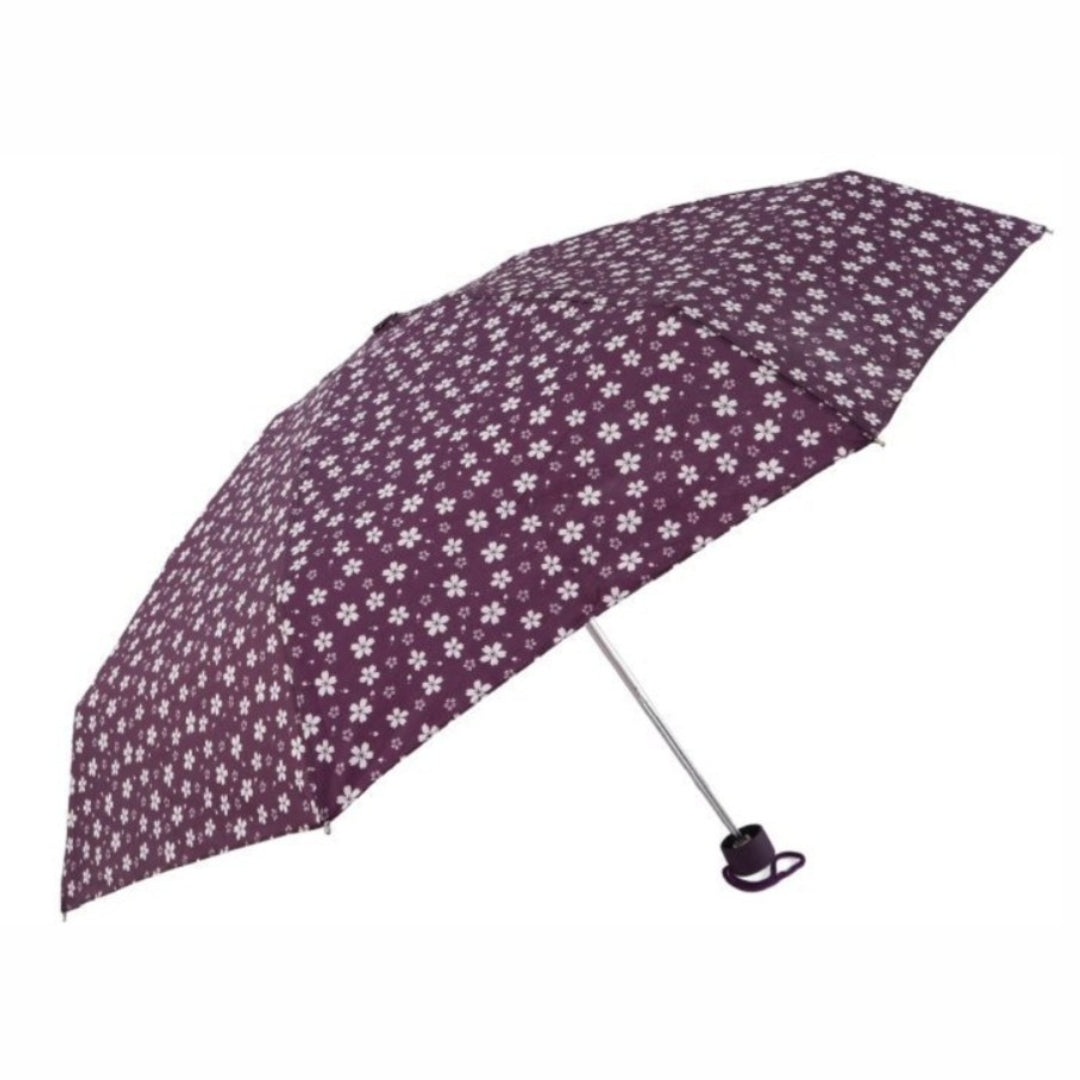 Paraguas Plegable Antiviento Súper Compacto De 19 cm Con Estampado De Flores y 8 Varillas