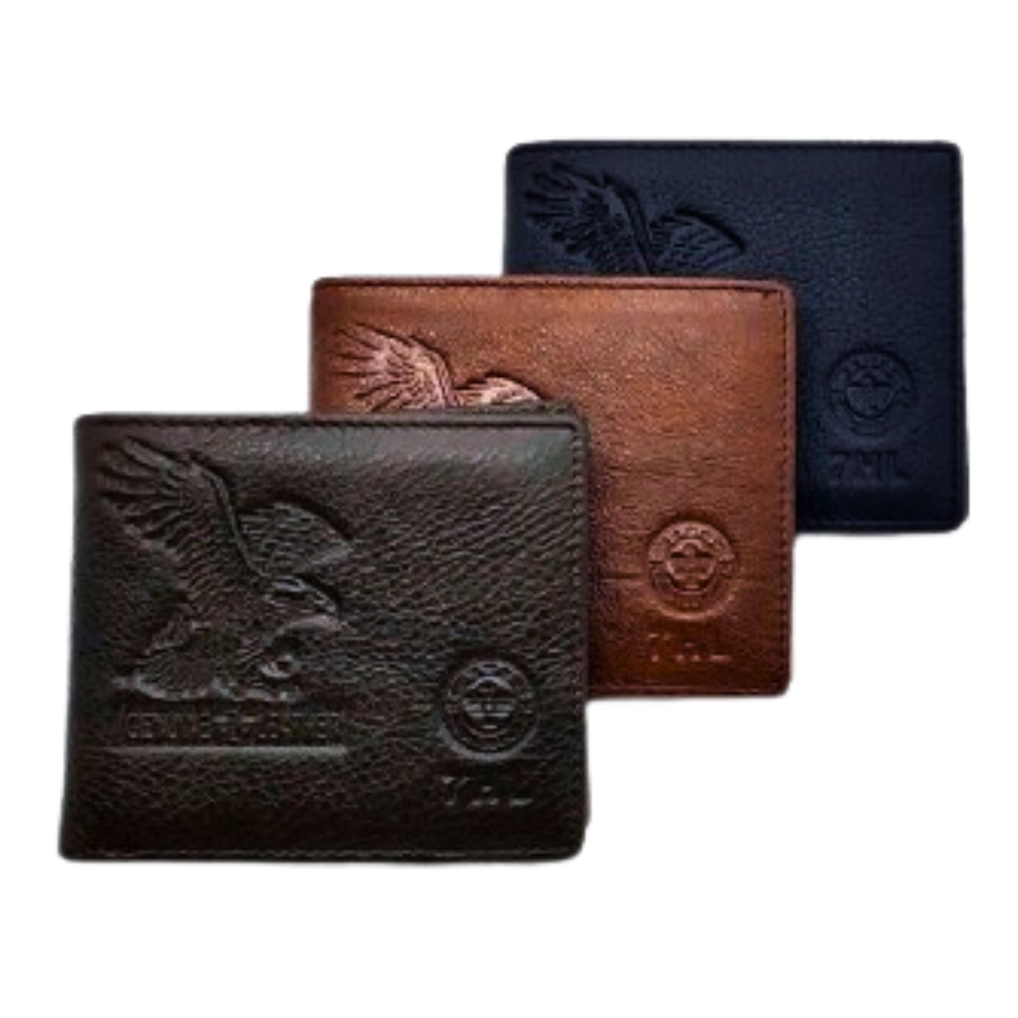 Elegante Cartera De Cuero Para Hombre Con Águila Grabada, Disponible En Negro, Marrón Oscuro Y Marrón Claro 11x9cm