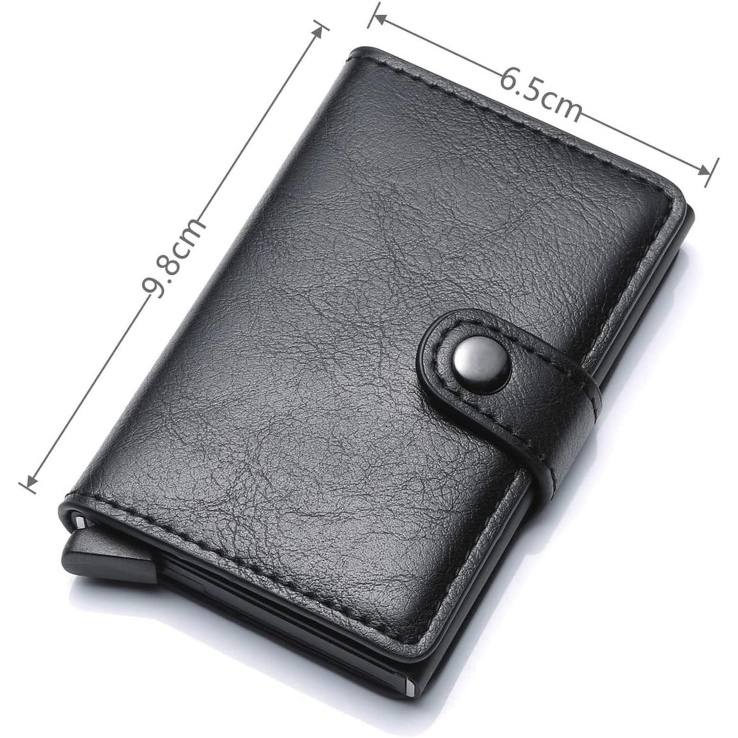 Tarjetero con bloqueo RFID para tarjetas y dinero. Diseño compacto y elegante. Marrón y negro clásico