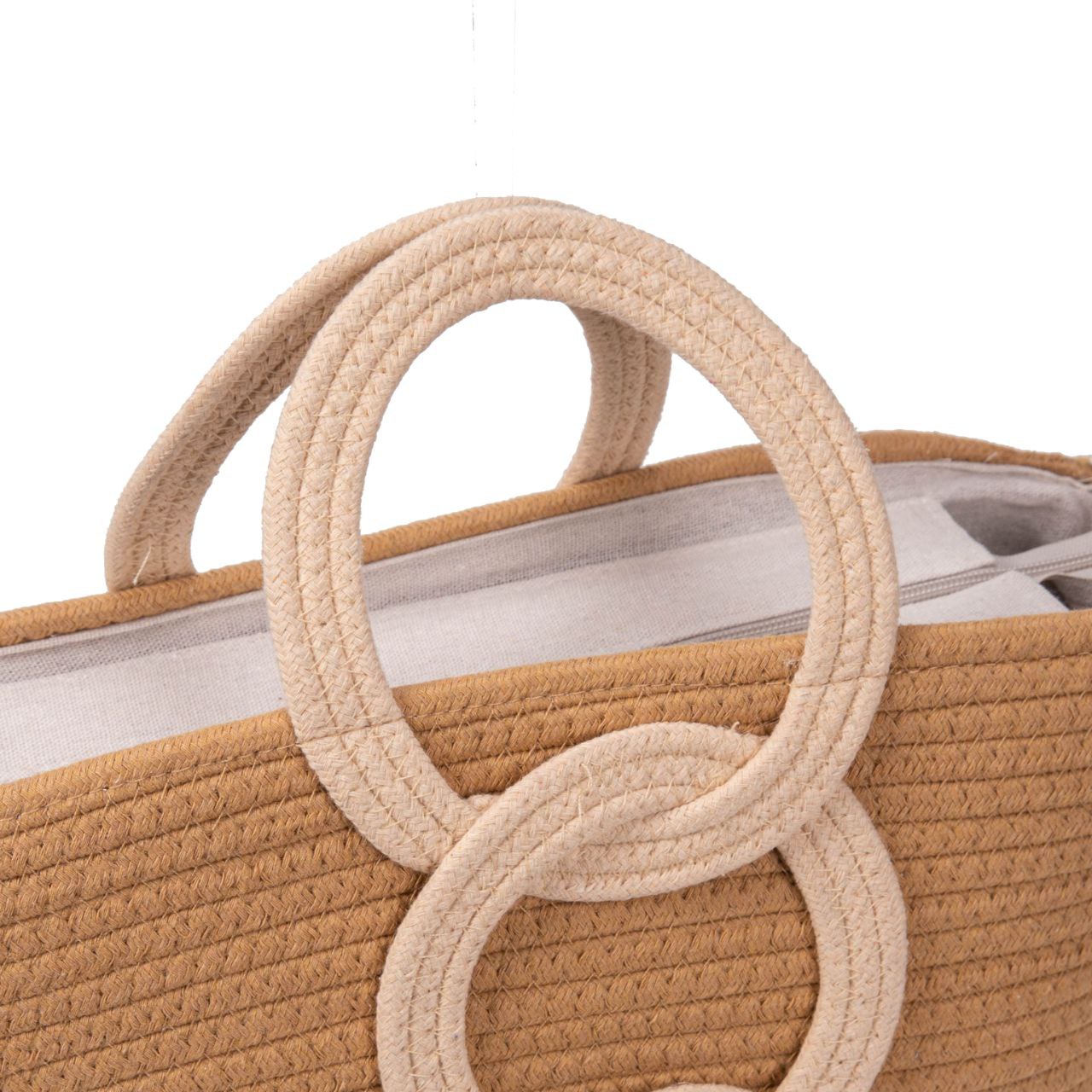 Bolso De Algodón Con Asas Redondas Originales, Diseño De Aros, Correa Ajustable, Ligero, Ideal Para Verano Playa Mujer