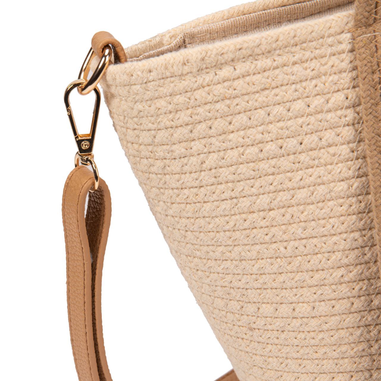 Bolso De Algodón Para Mujer Con Asas Altas, Diseño Bicolor, Cremallera Y Correa Ajustable, Ideal Para Verano Playa Casual