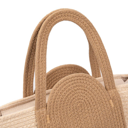 Bolso De Algodón Para Mujer Con Asas Altas, Diseño Bicolor, Cremallera Y Correa Ajustable, Ideal Para Verano Playa Casual