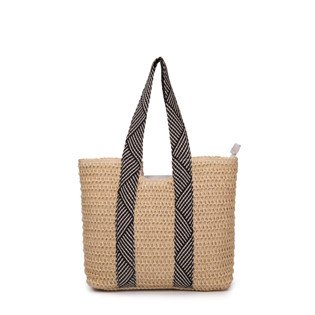 Bolso De Playa Grande De Paja Mujer Verano Estilo Natural Tejido A Mano Asa Ancha Elegante Para Vacaciones