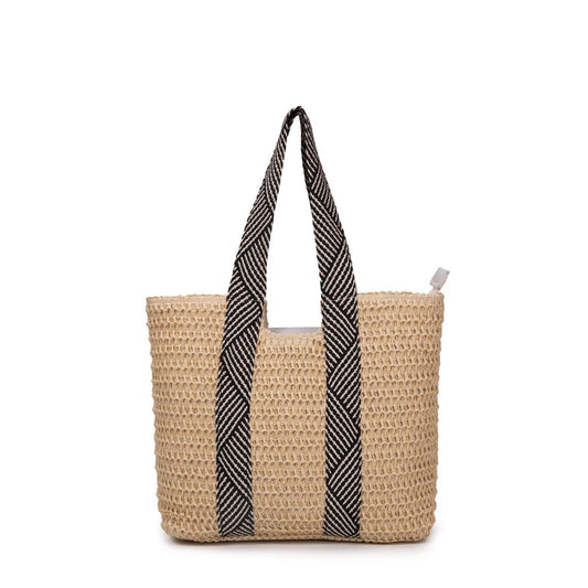 Bolso De Playa Grande De Paja Mujer Verano Estilo Natural Tejido A Mano Asa Ancha Elegante Para Vacaciones