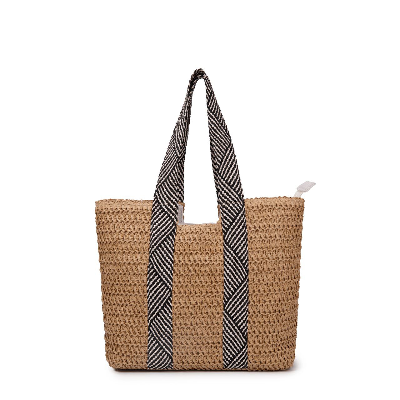 Bolso De Playa Grande De Paja Mujer Verano Estilo Natural Tejido A Mano Asa Ancha Elegante Para Vacaciones
