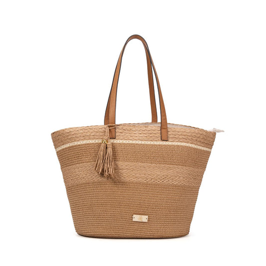 Bolso De Playa De Paja Grande Con Flecos – Estilo Natural, Ligero Y Elegante Para Verano, Viajes Y Paseo