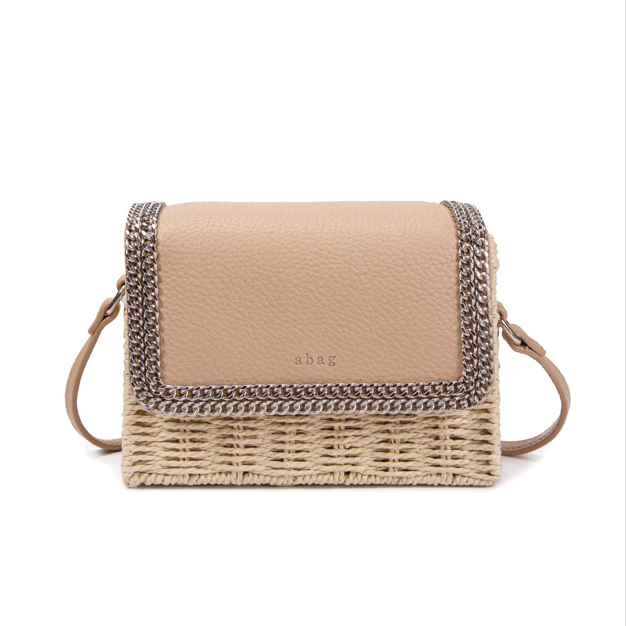 Bolso De Paja Con Cadena Metálica Elegante | Bolso Satchel Mujer Verano Estilo Rústico Chic