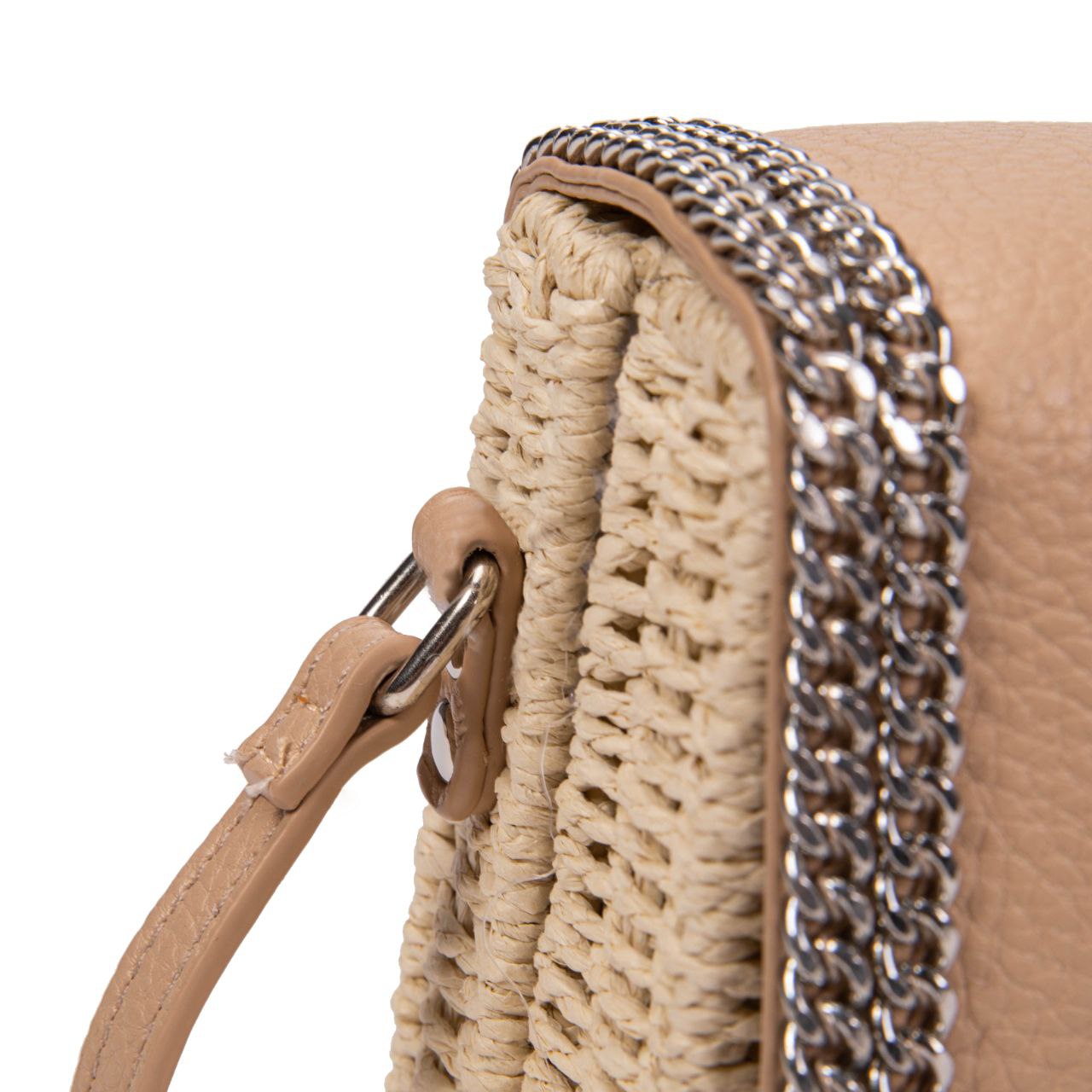 Bolso De Paja Con Cadena Metálica Elegante | Bolso Satchel Mujer Verano Estilo Rústico Chic
