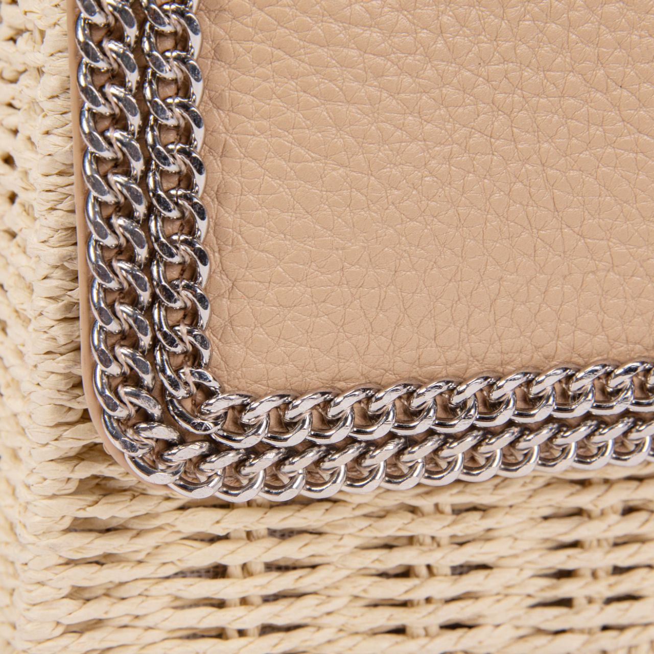 Bolso De Paja Con Cadena Metálica Elegante | Bolso Satchel Mujer Verano Estilo Rústico Chic