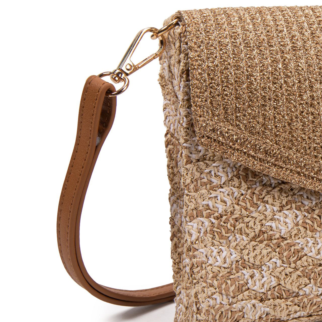 Bolso De Paja Mujer Tipo Satchel Con Solapa Tejida, Asa Extraíble Y Estilo Bohemio Chic Para Verano