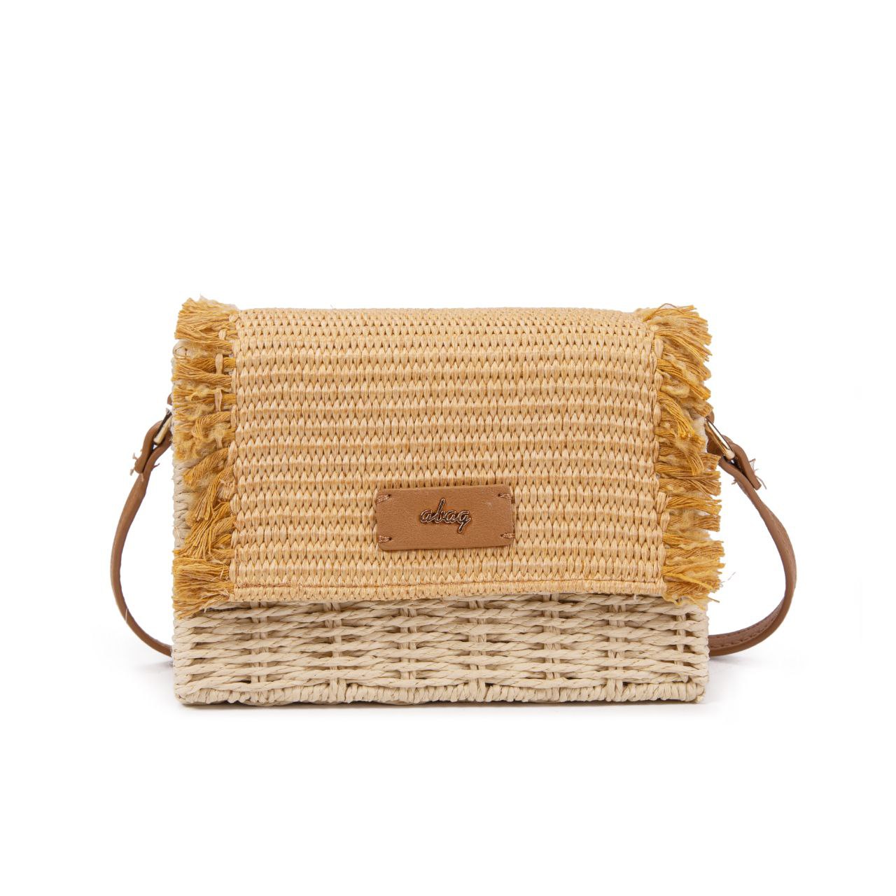 Bolso De Paja Mujer Tipo Satchel Con Solapa Flecada, Estilo Bohemio Chic Para Verano, Bandolera Elegante