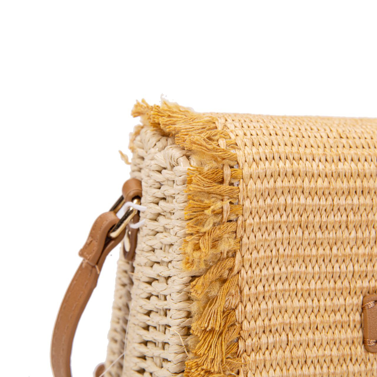 Bolso De Paja Mujer Tipo Satchel Con Solapa Flecada, Estilo Bohemio Chic Para Verano, Bandolera Elegante